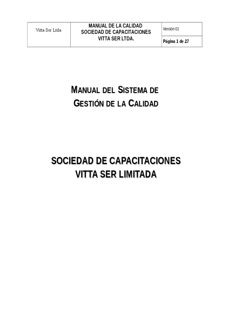 Manual Del Sistema de Gestión de La Calidad | PDF | Gestión de la ...