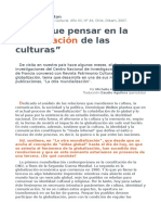 Hay Que Pensar en La Cohabitación de Las Culturas