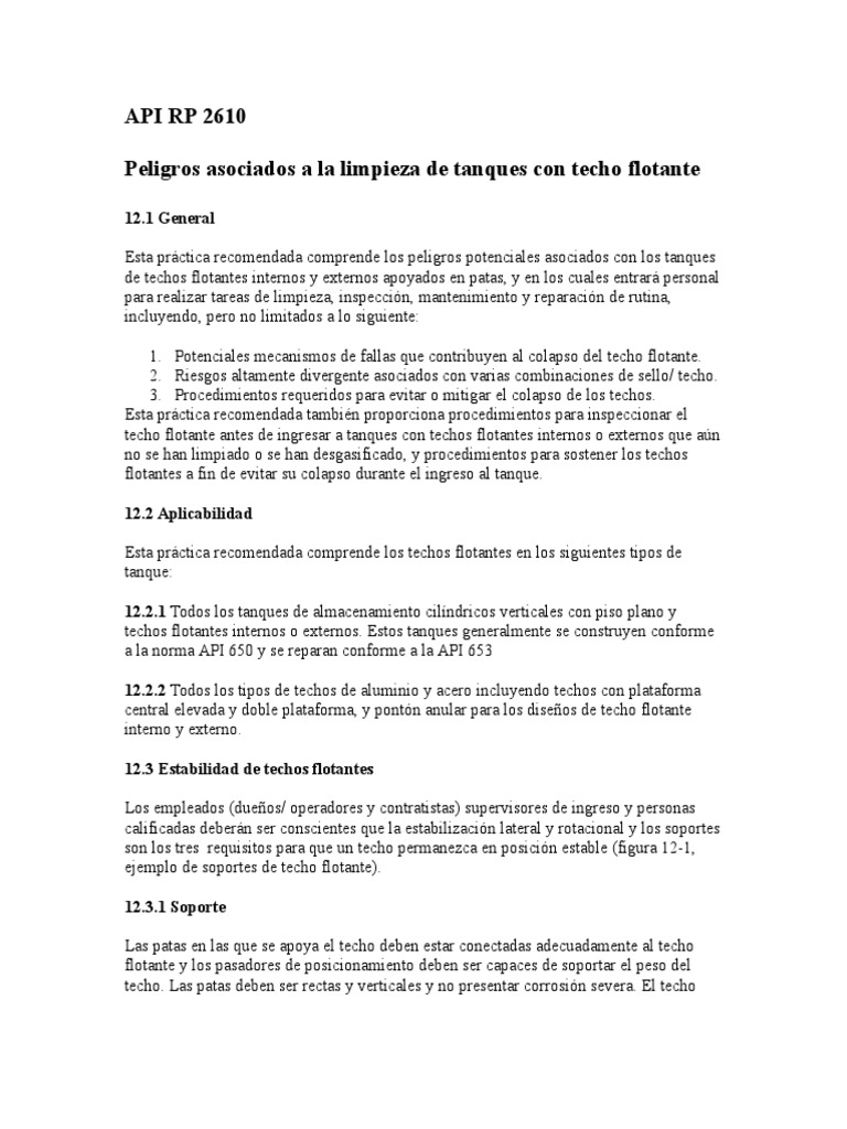 API RP 2610 Floating Roof Stability-Traduccion | Descargar gratis PDF ...