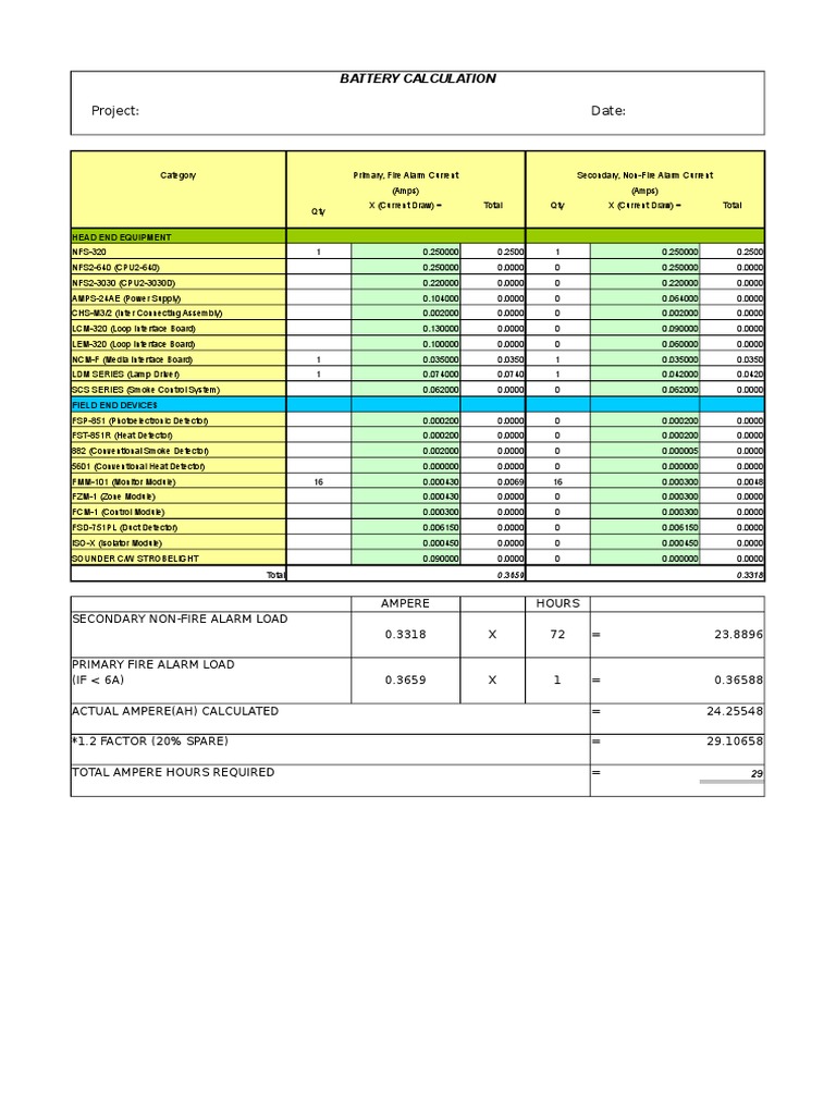 Notifier Fire Alarm Battery Calculation PDF