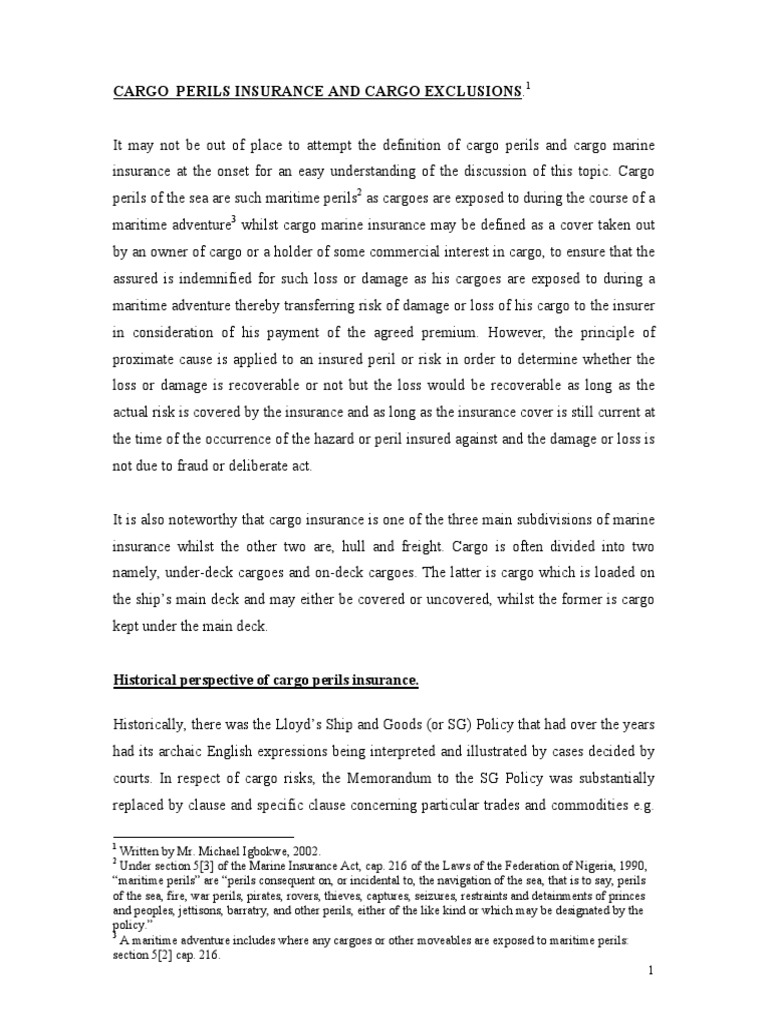 Understanding Cargo Insurance Exclusions | PDF | Insurance | Industries
