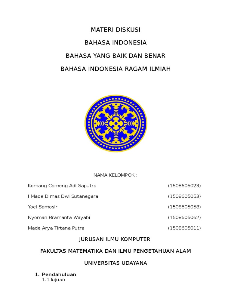 MATERI DISKUSI Tugas Bahasa Indonesia