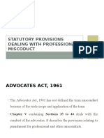 Statutory Provisions Dealing With Professional Miscoduct