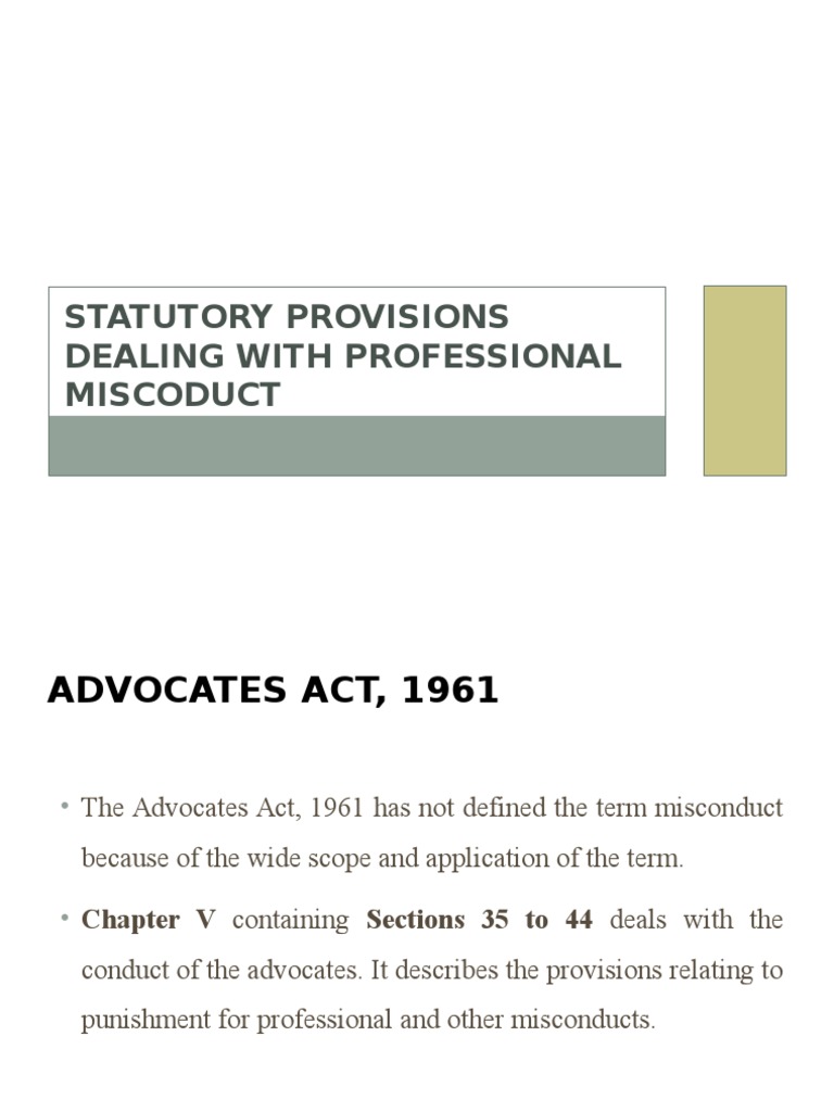 Statutory Provisions Dealing With Professional Miscoduct | PDF ...
