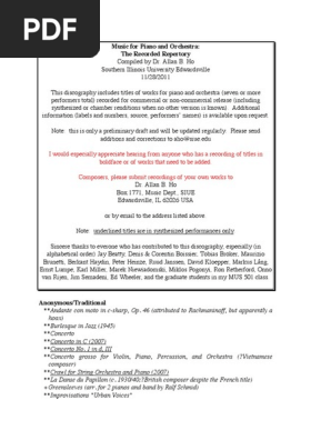 Discography Music For Piano And Orchestra Southern Illinois - 