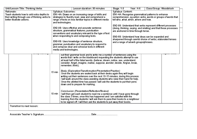Lesson Plan - Thinking Verbs | PDF | Applied Psychology | Epistemology