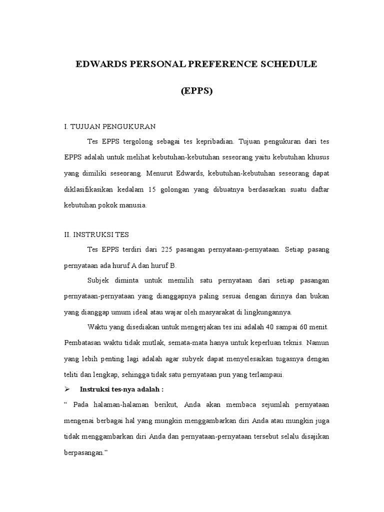 Preparing Epps Test | PDF