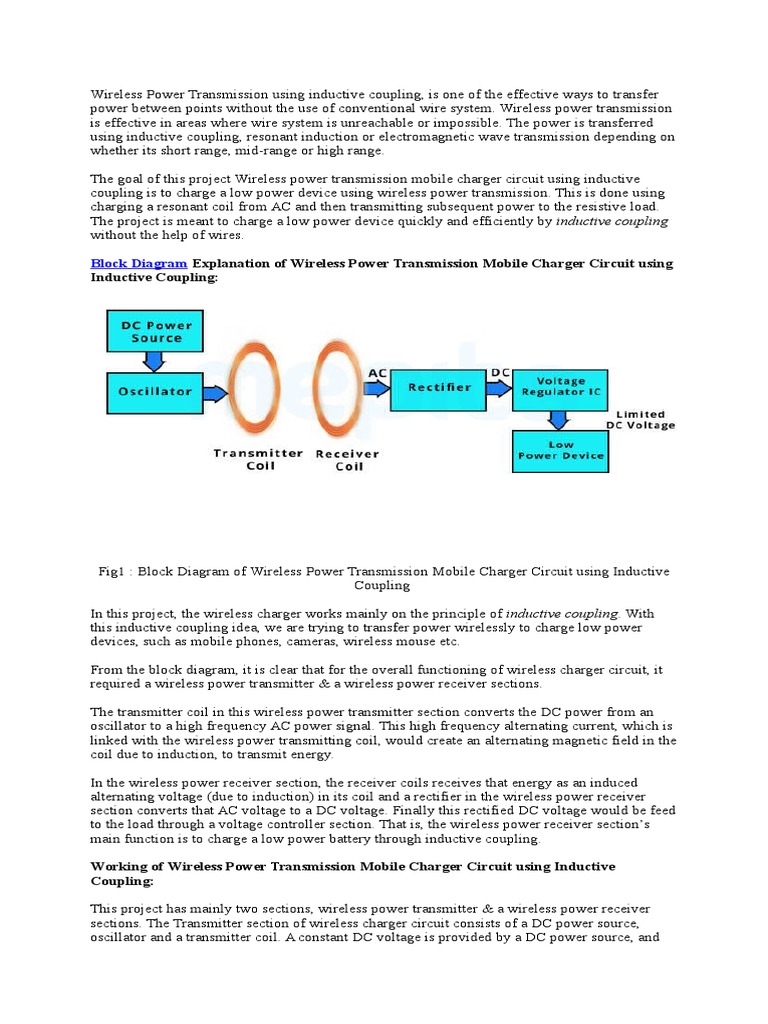 Wireless Power Transmission Using Inductive Coupling | PDF | Inductor ...