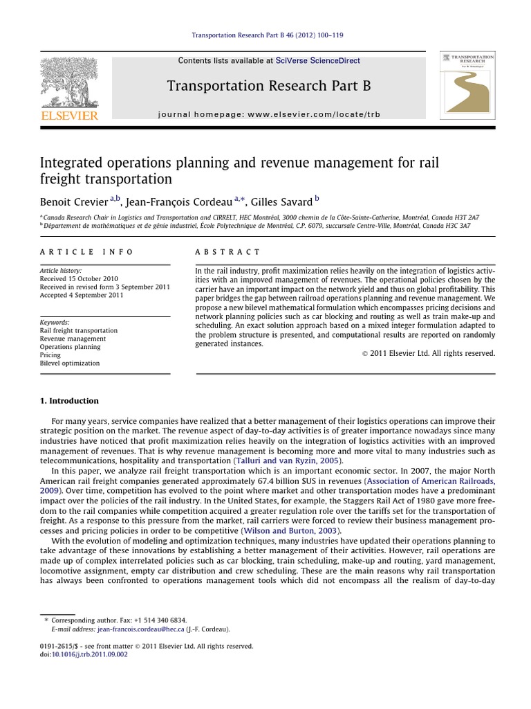 Revenue Management in Rail Operations | PDF | Rail Transport ...