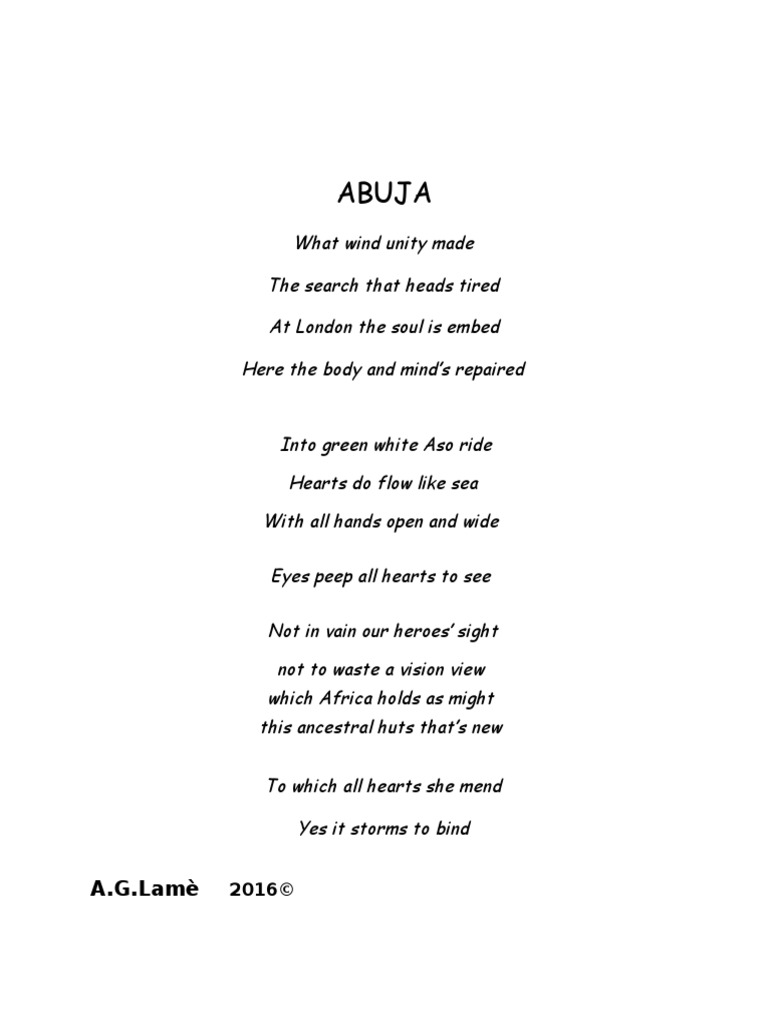 Poem: Unity and Heritage in Abuja | PDF