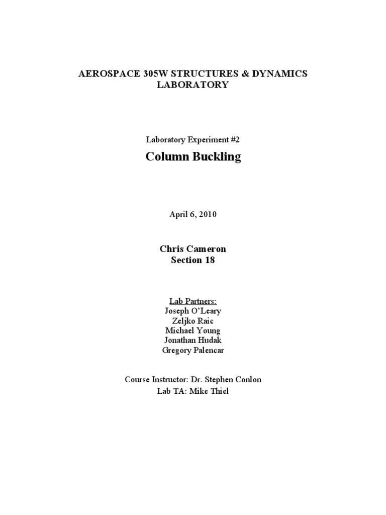 Column Buckling Lab Pdf Buckling Chemical Product Engineering