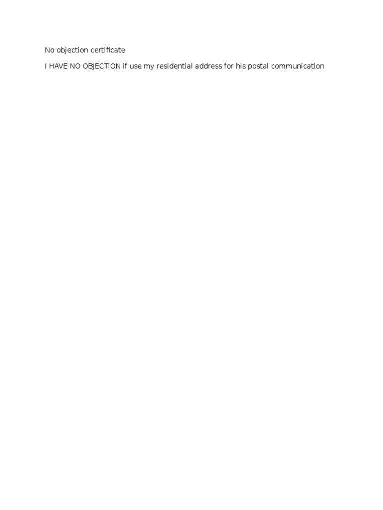 No Objection Certificate | PDF