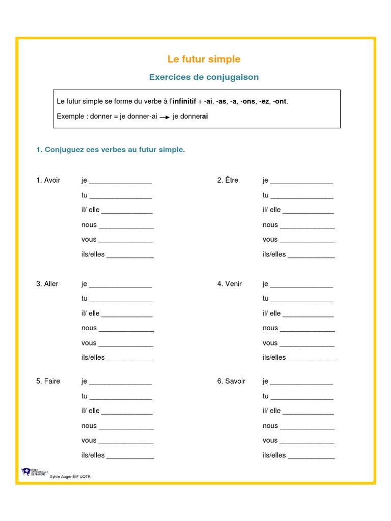 Le Subjonctif Présent Exercices Corrigés 4ème Pdf Le Futur Simple Exercices Et Corrige | PDF | Relations syntaxiques |  Typologie linguistique