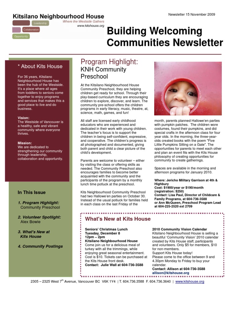 Newsletter November 2009 | PDF | Preschool