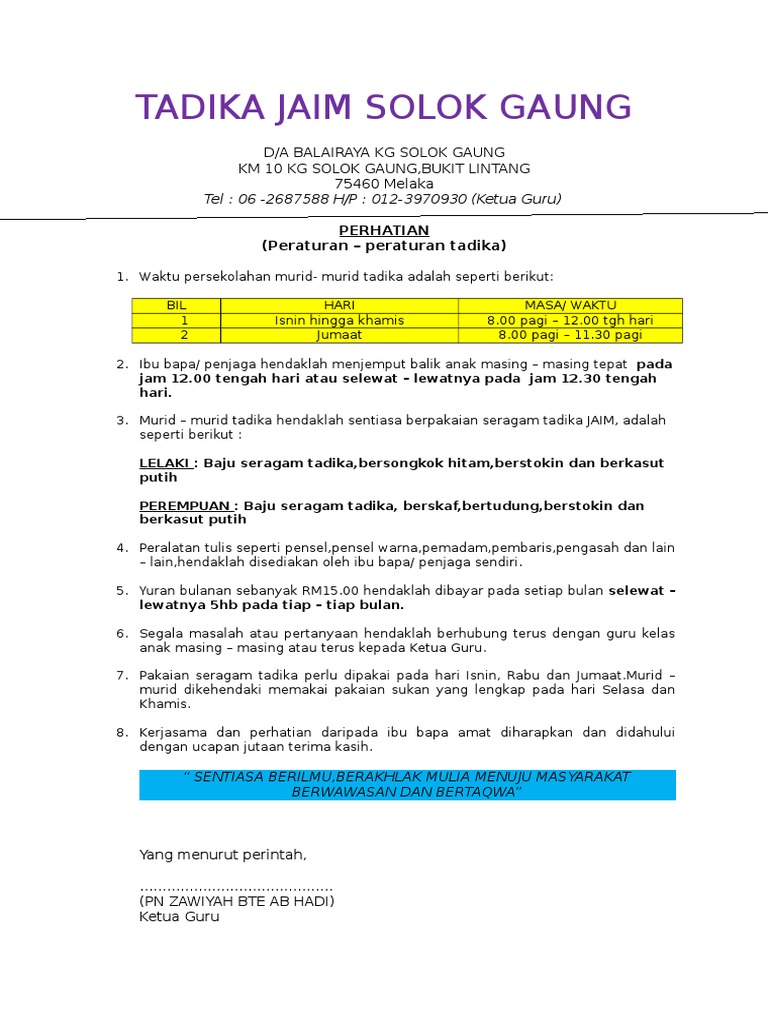 Peraturan Tadika Pdf