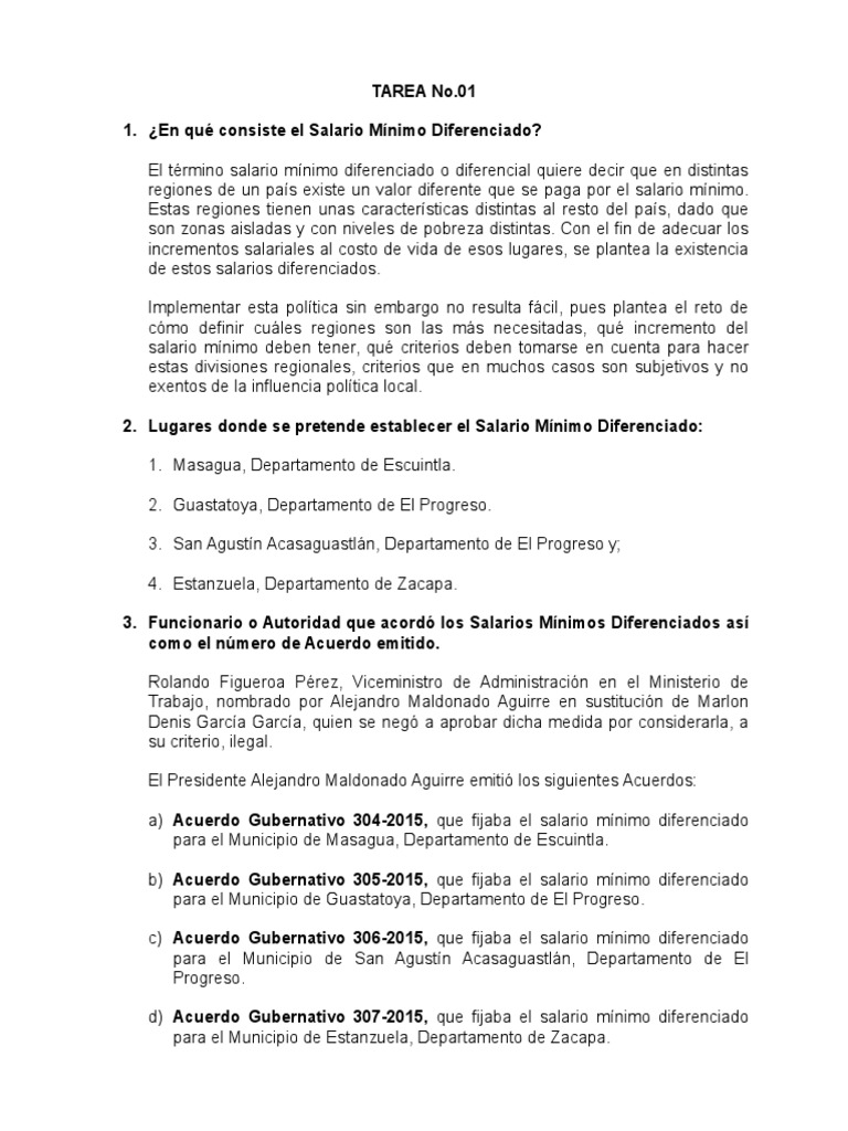 Salarios Guatemala | PDF | Derecho laboral | Salario mínimo