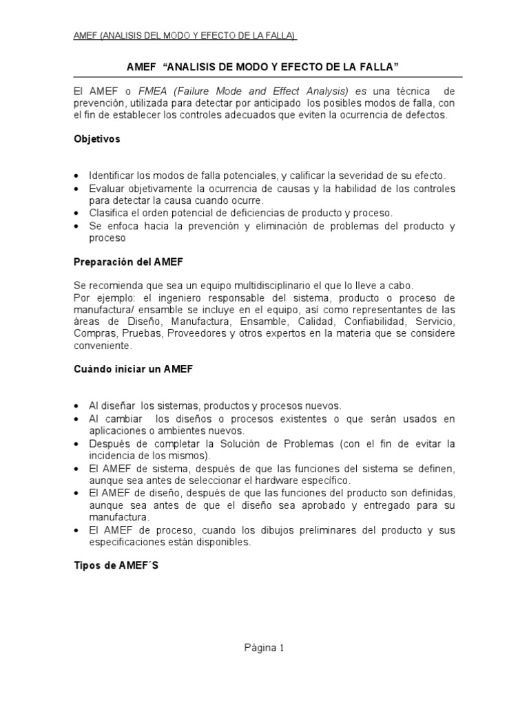 AMEF | PDF | Diseño | Probabilidad