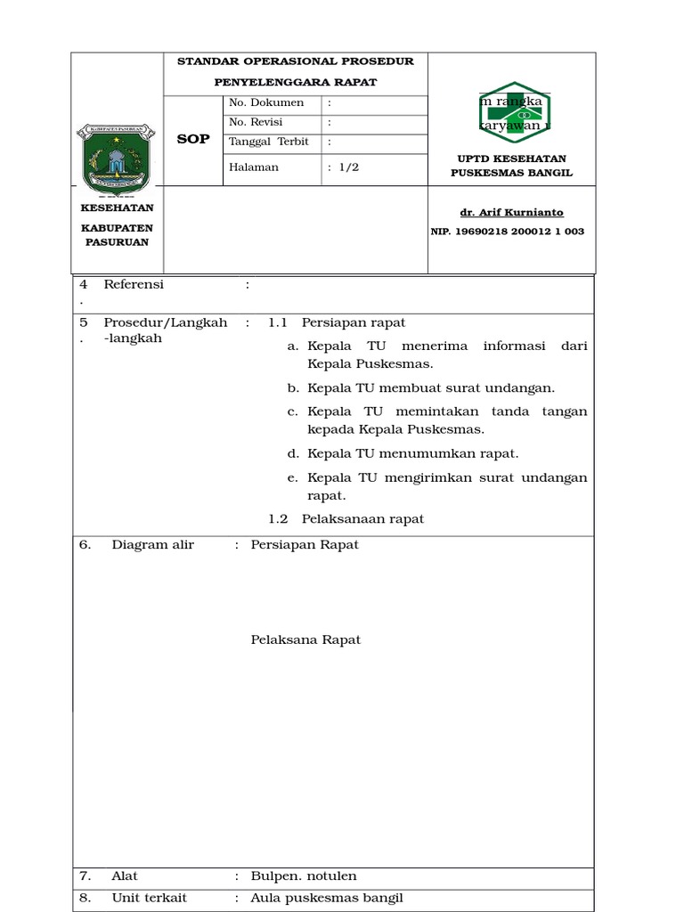 Rapat sop contact Langkah Yang