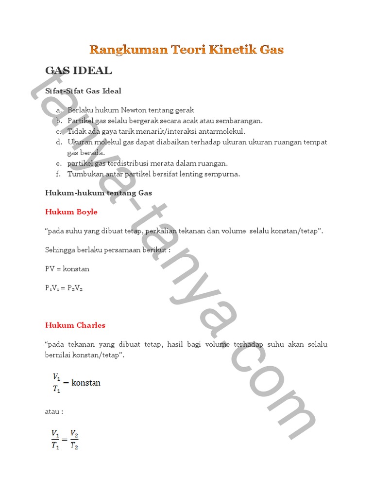 Rangkuman Teori Kinetik Gas Pdf