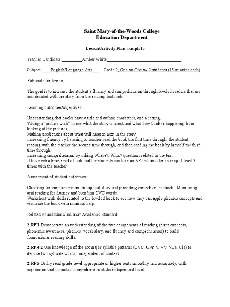 JH JW Leveled Lesson Plan | PDF | Reading Comprehension | Phonics