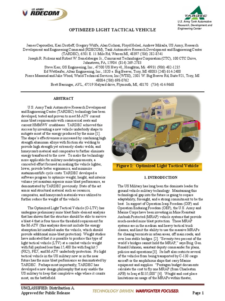 Optimized Light Tactical Vehicle | PDF | Humvee | Tire
