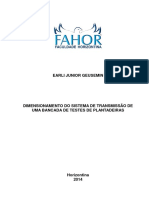 dimensionamento do sistema de trasmissão de uma bancada de uma plantadeira