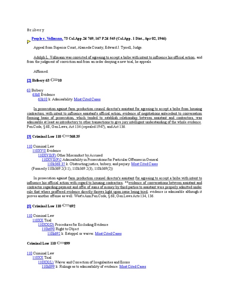 Ca penal code section 92 93 bribery offering receiving authorities