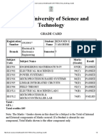 Cochin University of Science and Technology: Grade Card