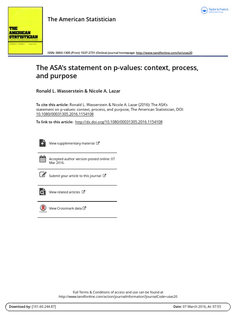 ASA's P-Value Statement Explained | PDF | P Value | Null Hypothesis