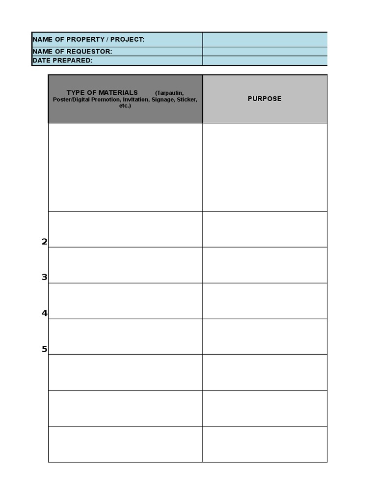 Property Project Request Form | PDF