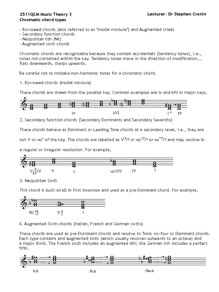 Chromatic Chords Quick Reference Pdf Chord Music Melody