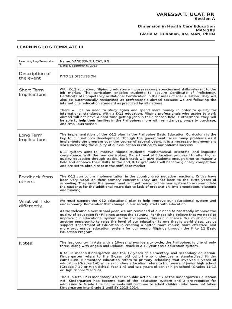 Ucat Log Templates | PDF | Educational Stages | Secondary School