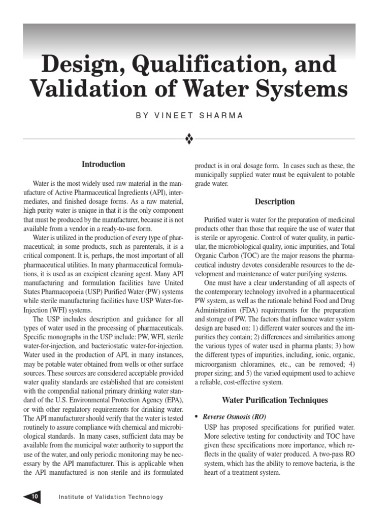 Design, Qualification, and Validation of Water Systems - 0 | PDF ...