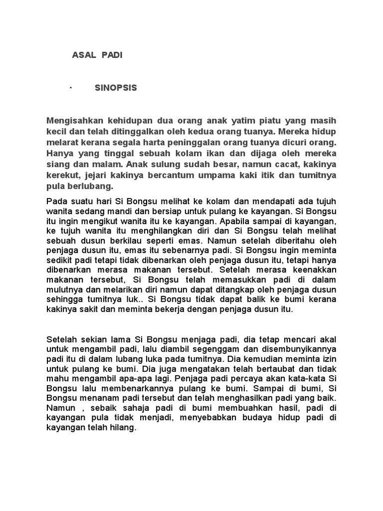 Prosa Tradisional. Asal Padi