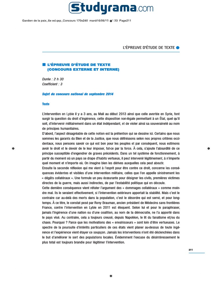 Gardien de La Paix EtudeDetexte 2014 State (Polity) Sovereignty