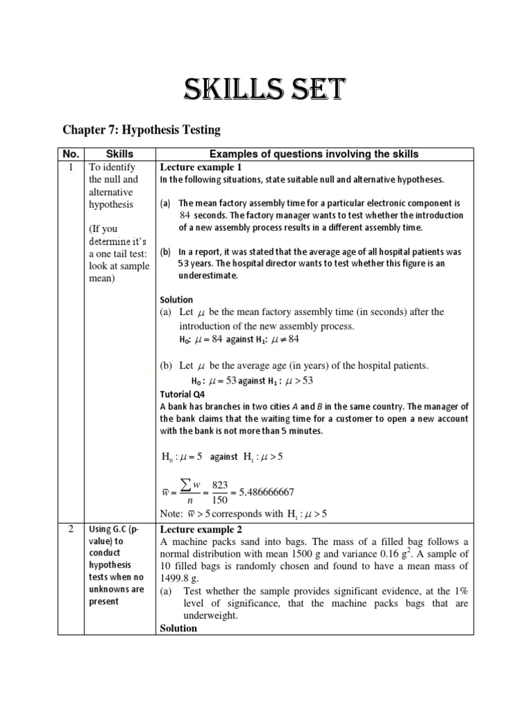 Hypothesis Testing Skills Overview | PDF | P Value | Student's T Test