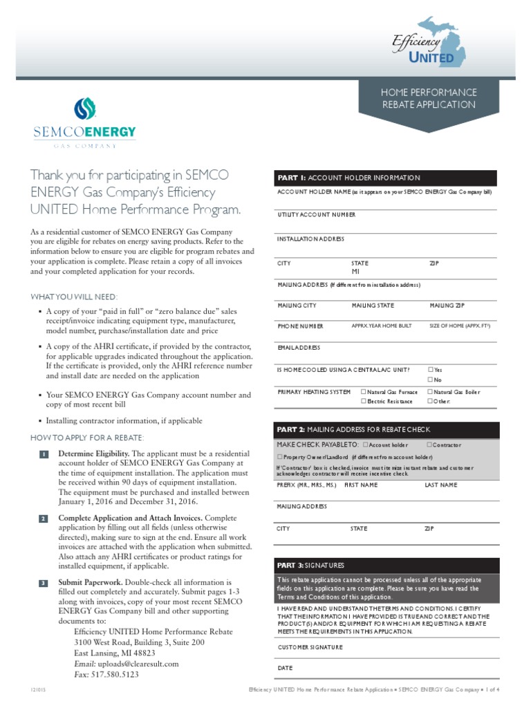 Semco Rebate Form PDF Water Heating Rebate (Marketing)