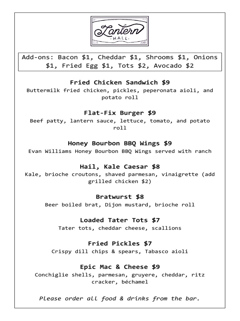 Lantern Evening Food Menu APR8 | PDF