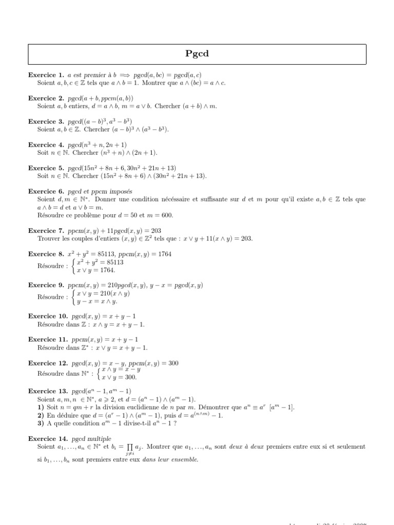 Pgcd Echecs Mathematiques Discretes