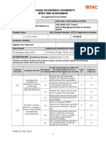 National Economics University Btec HND in Business: Assignment Front Sheet