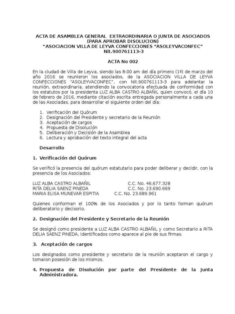 MODELO-ACTA-DE-LIQUIDACION Asociacion | PDF | Gobierno | Política (general)