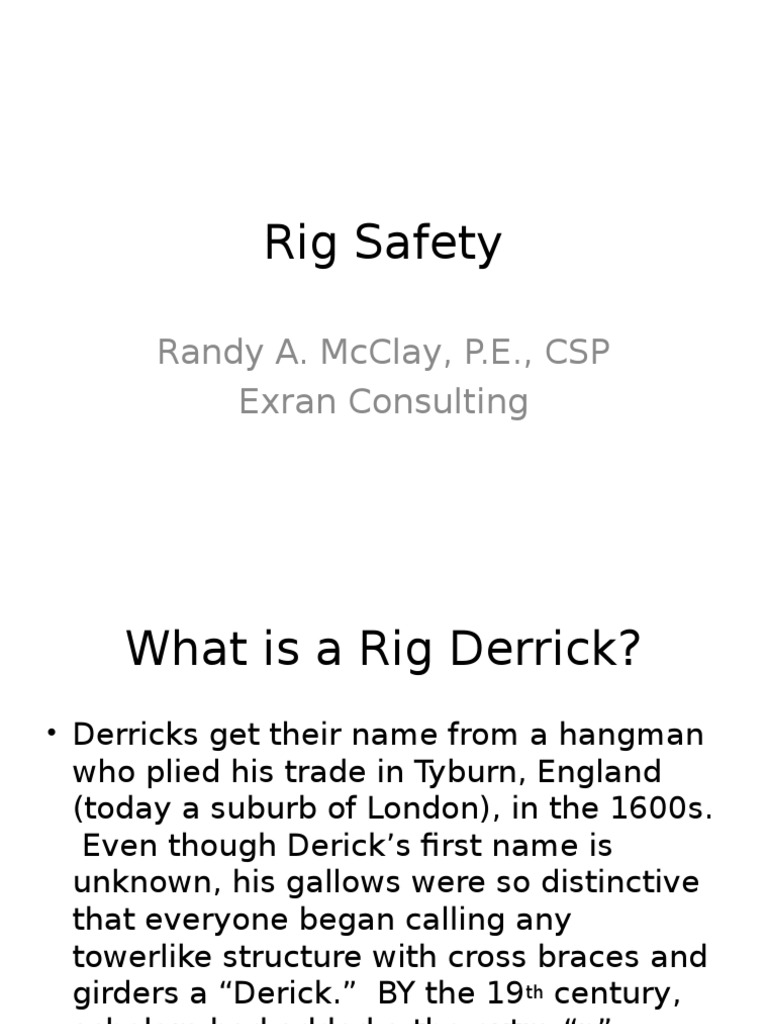 Rig Safety Presentation PDF Drilling Rig Specification (Technical