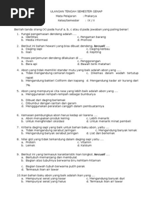 Soal Pat Prakarya Kelas 9 Semester 2 Kurikulum 2013