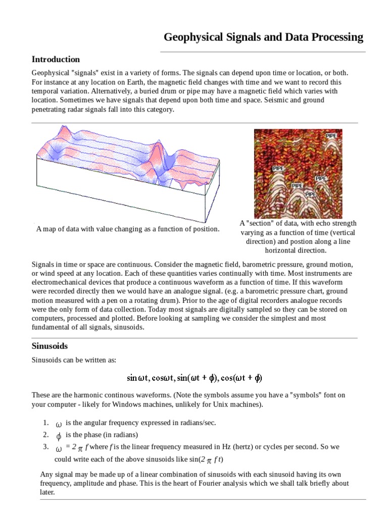Geophysical Signals and Data Processing | PDF | Sampling (Signal ...