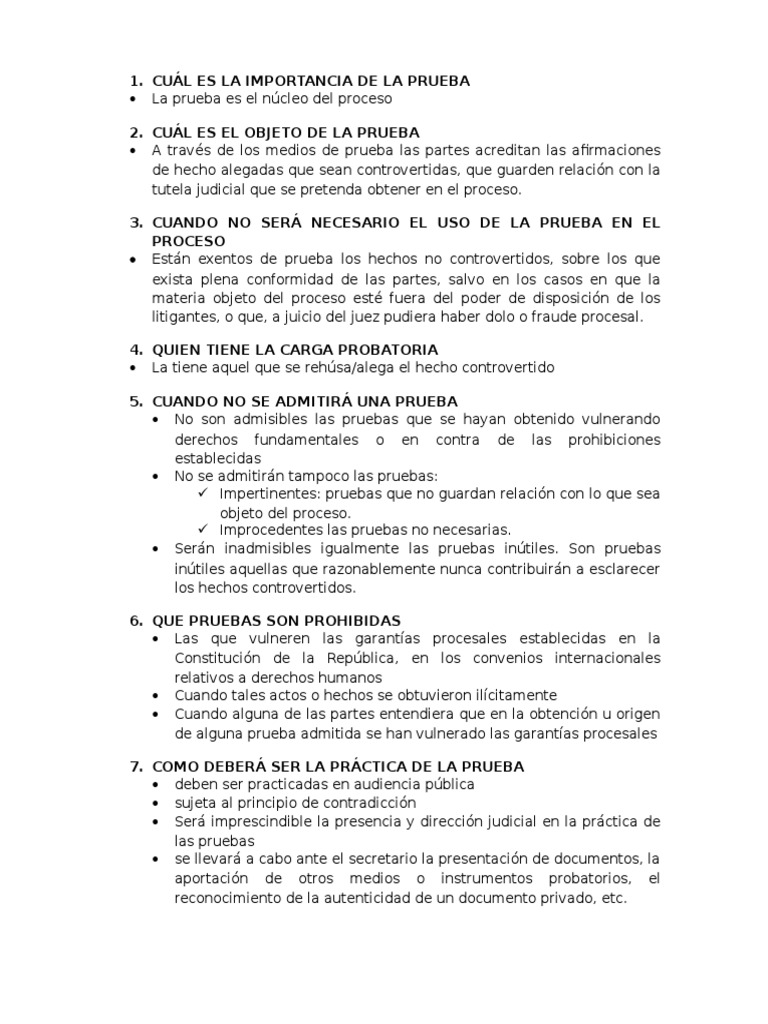 Cuál Es La Importancia de La Prueba | PDF | Evidencia (ley) | Ley procesal