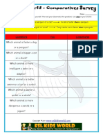 Comparatives and Animals Survey Worksheet