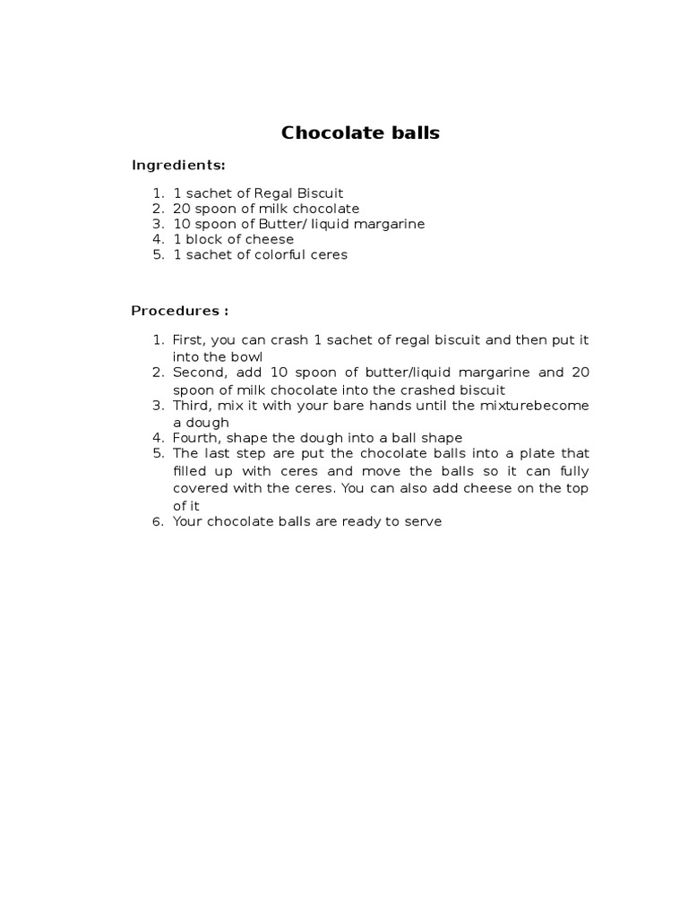 A Recipe for Homemade Chocolate Balls A Sweet Treat Made from Crushed