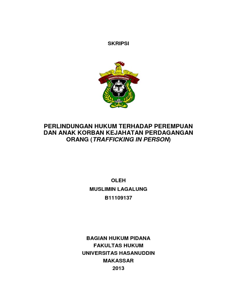 Skripsi Pidana Halaman Judul Tinjauan Viktimologis Terhadap Kejahatan Perdagangan Orang Human Trafficking Di Kota Bandung