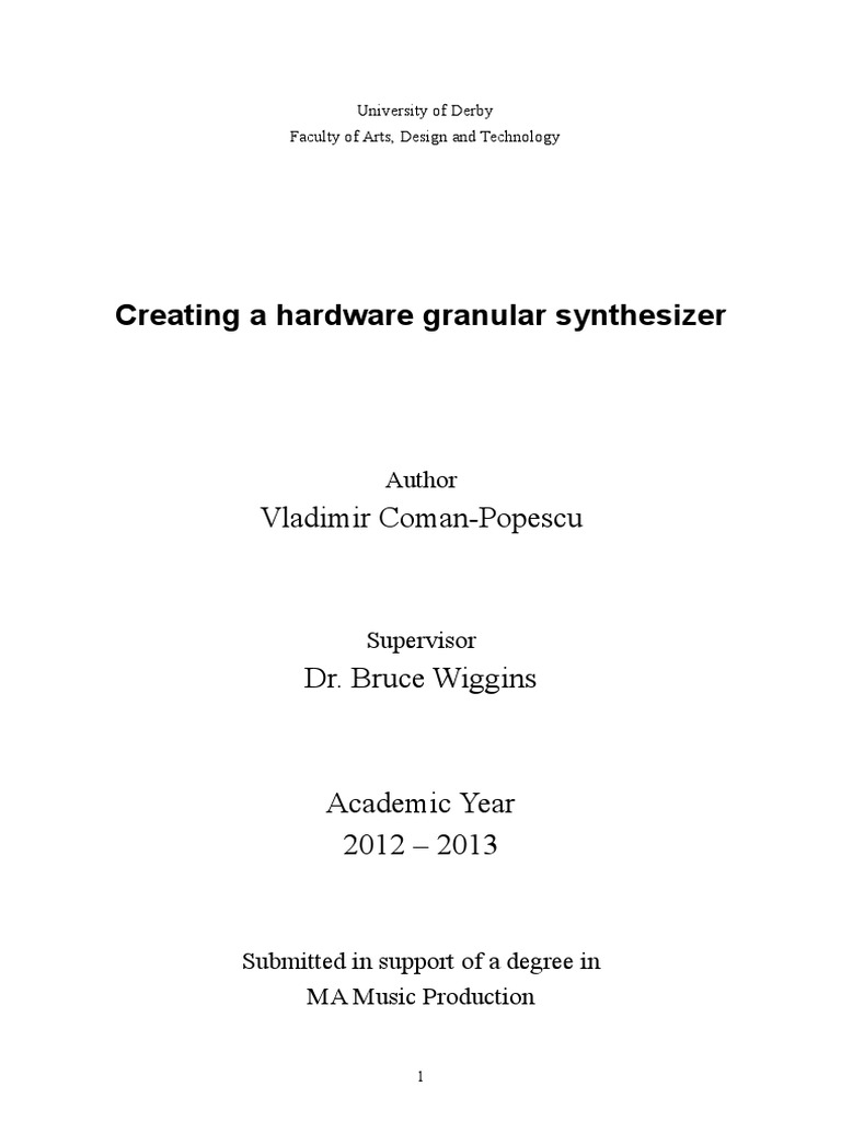 Creating A Hardware Granular Synth PDF Synthesizer Usability