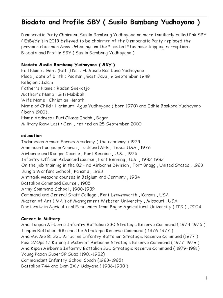 Biodata And Profile Sby Politics Of Indonesia Indonesia